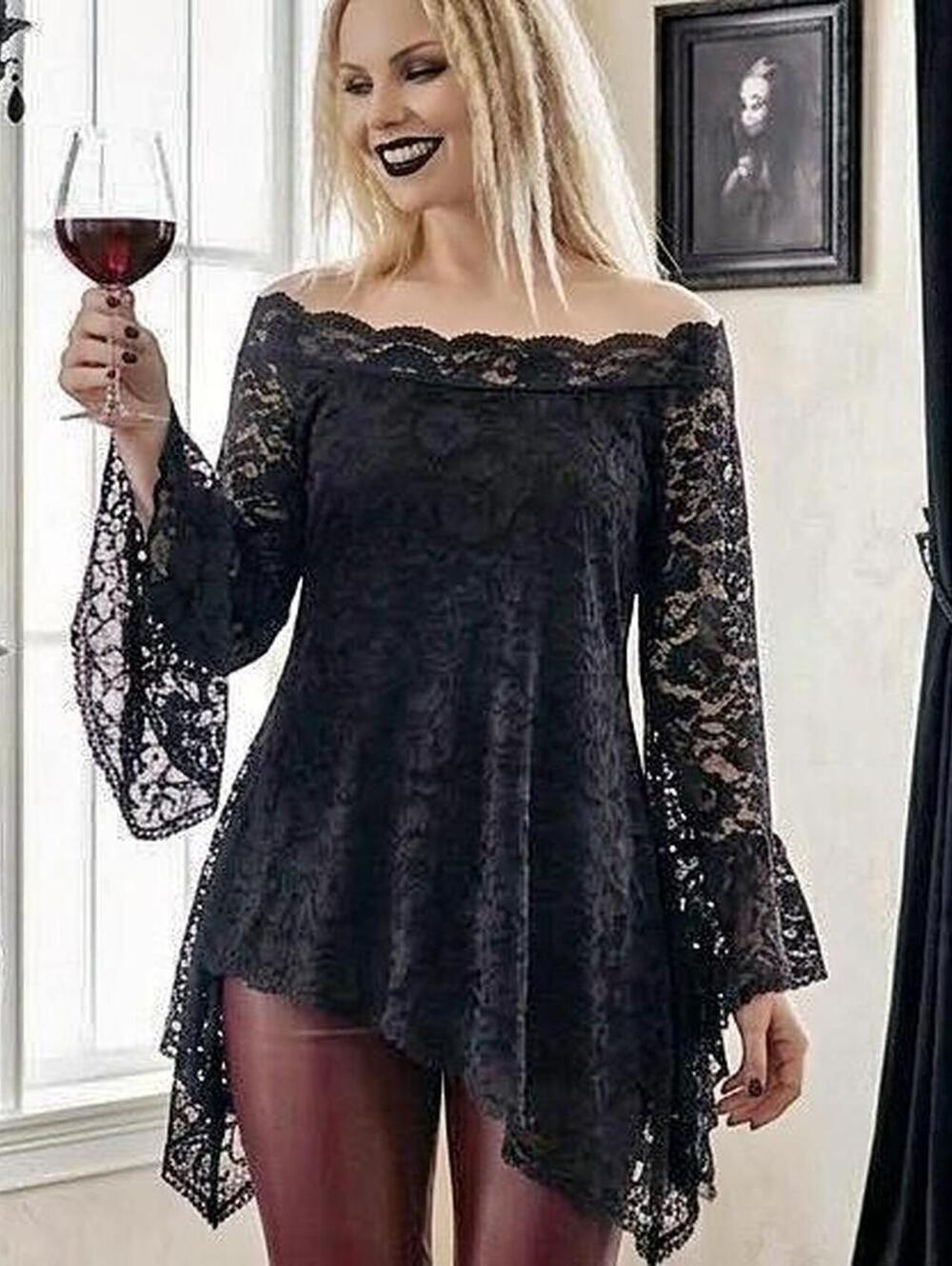 Vince Camuto Black Lace Bell Blouse